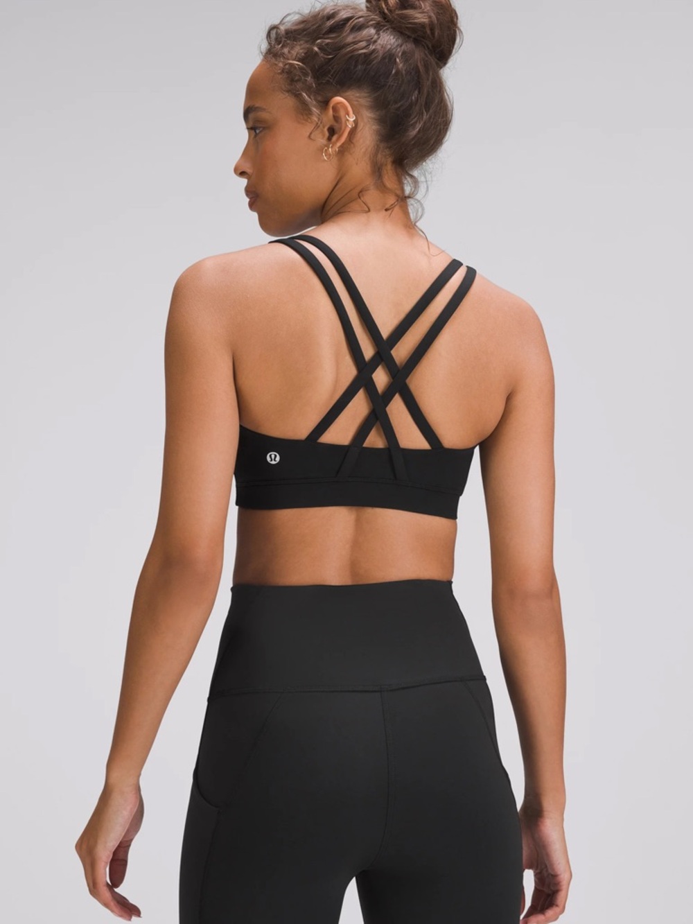 lululemon athletica Black Cross‑Back Strappy Sports Bra